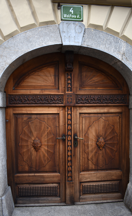 Ljubljana - carved wooden door