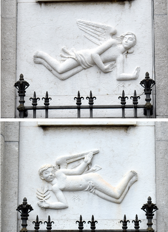 Trieste Cimitero Sant'Anna - main entrance bas-reliefs