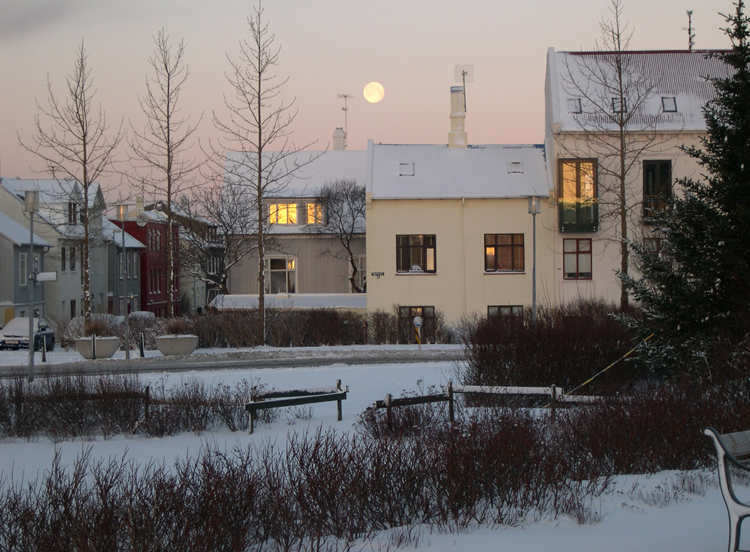 Reykjavik and full moon