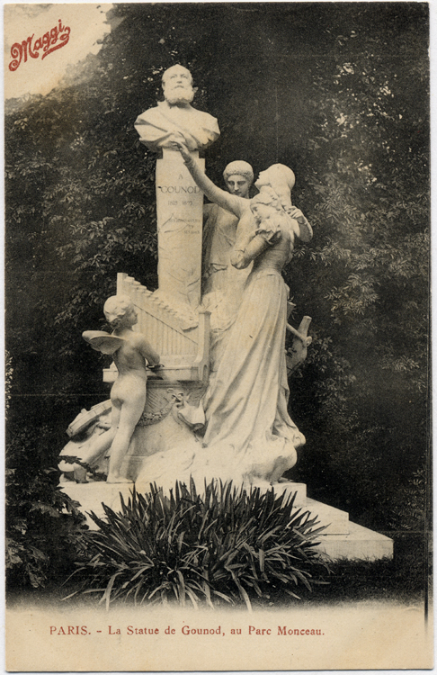 Mercie scupture, Monument a Gounod, Parc Monceau, Paris - postcard image