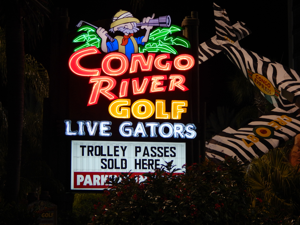 Gongo River Golf Live Gators neon sign, Orlando, Florida