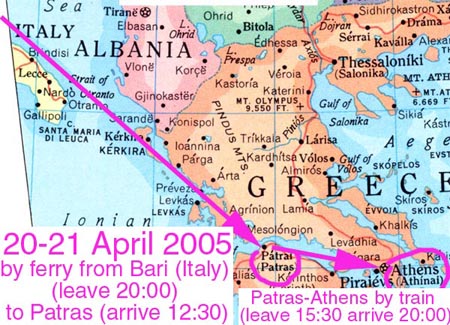 Map - Bari, Patras, Athens - 2005
