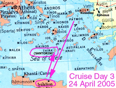 Map - Patmos, Crete, Santorini - 2005