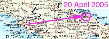 Map - Napoli to Bari, 2005 