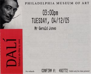Philadelphia - Dali exhibition ticket