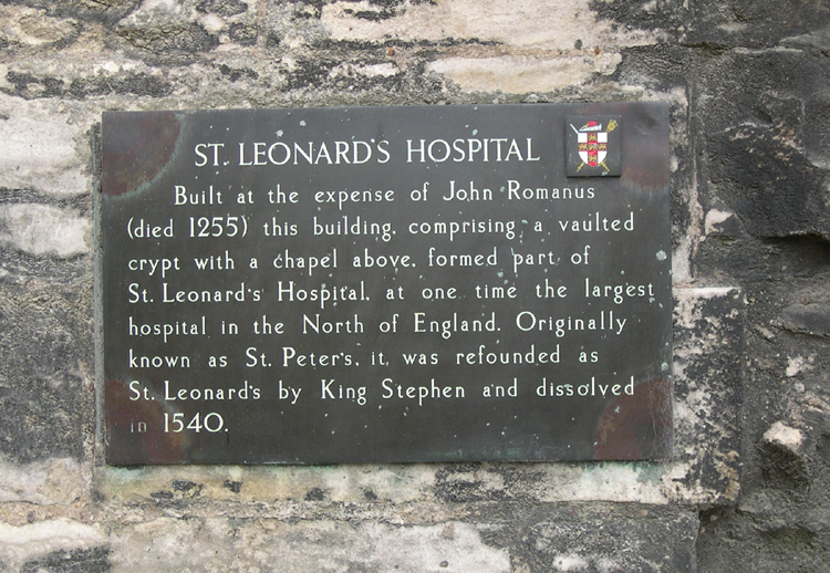 St Leonard's Hospital, plaque