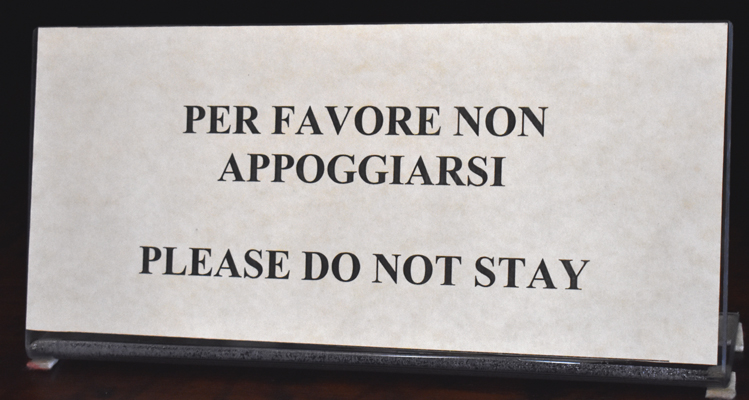'Please do not say' sign, Libreria Piccolomini, Duomo, Siena