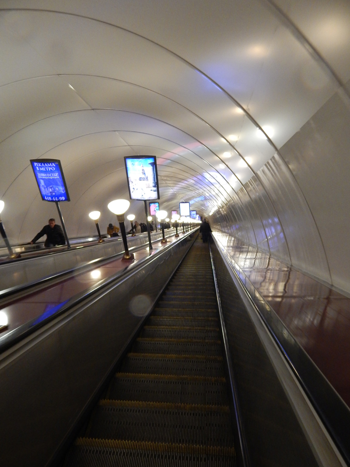 St Petersburg Pushkinskaya Metro escalator