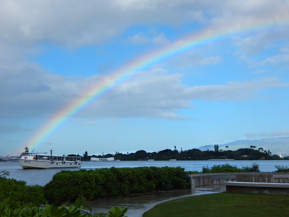 Honolulu - Pearl Harbor - rainbow over USS Arizona Memorial