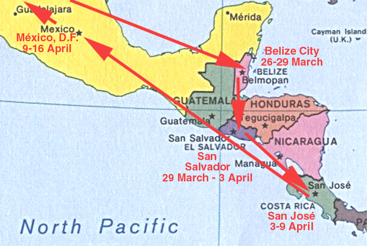 Central America 2013 itinerary