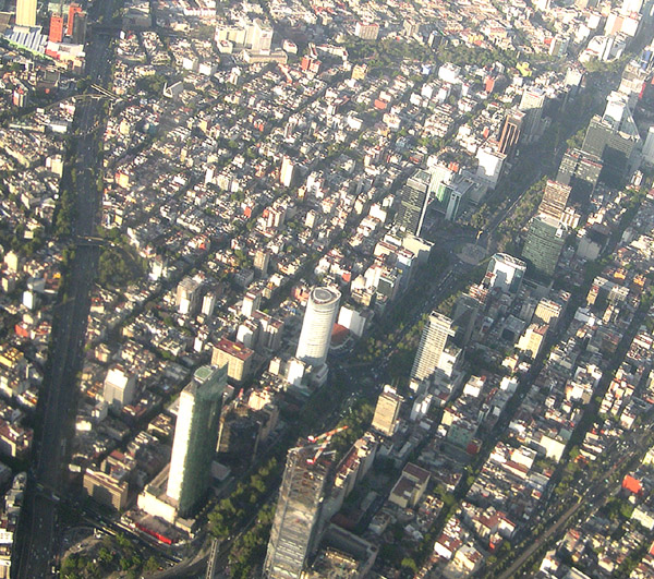 Mexico D.F. - from the air, Paseo de la Reforma