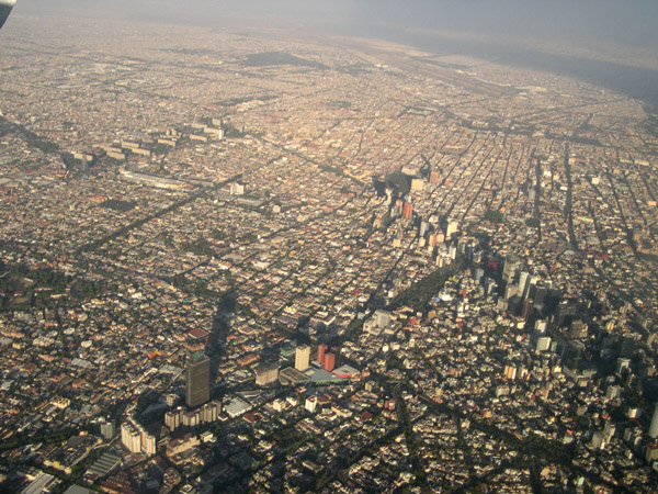 Mexico D.F. - from the air, looking East toward Parque Alameda