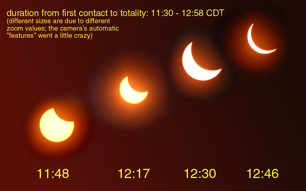 solar eclipse August 2017, Nebraska, U.S.A. - progress of event