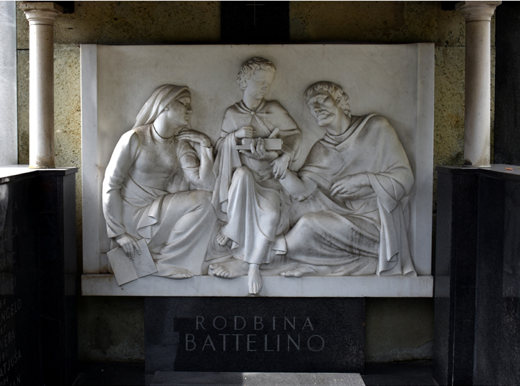 Ljubljana Zale Cemetery - Battelino family grave - Holy Family bas-relief