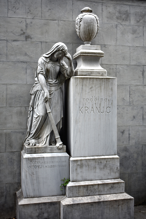 Ljubljana Zale Cemetery - Kranjc family grave - female Thanatos (without wings)