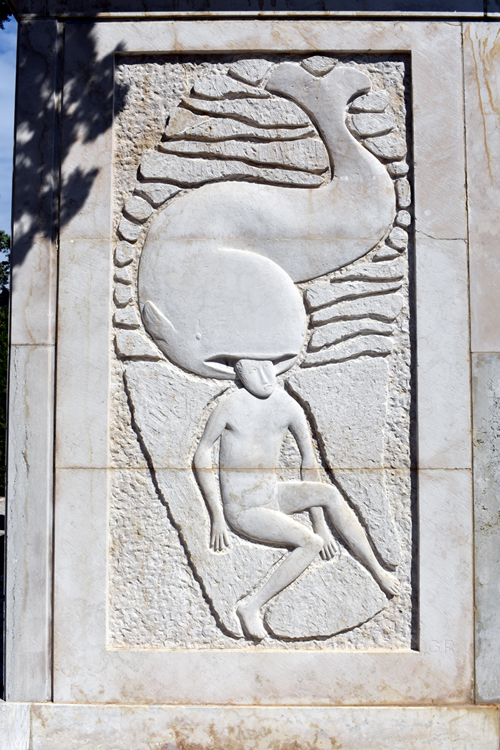 Venezia Cimitero San Michele - Jonah/whale bas-relief