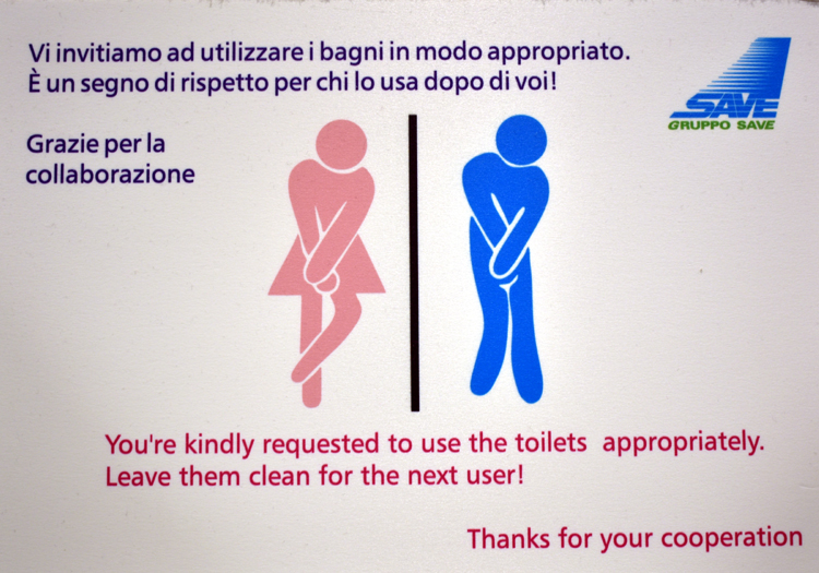 restroom sign in VCE (Venice airport)