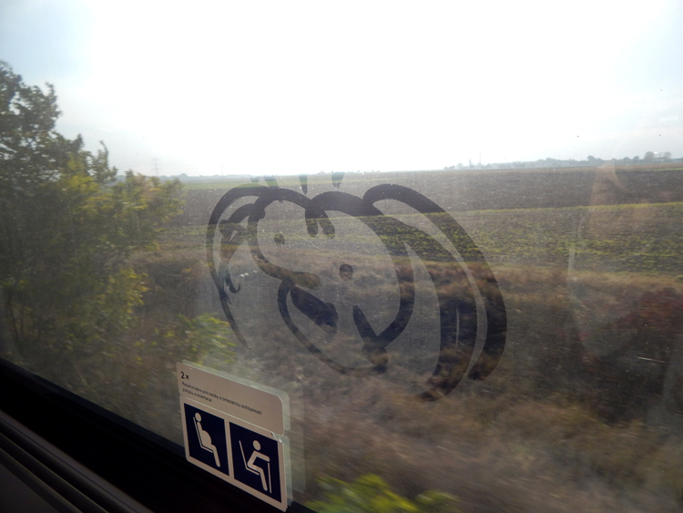 train from Wien to Praga, drawing on window