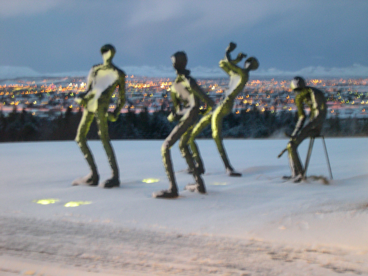 statues in front of The Perlan