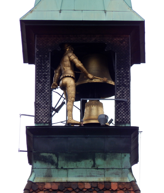 town clock with mechanical bell ringer, Bern