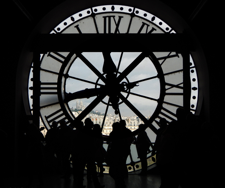 clock and city view, Musee D'Orsay, Paris