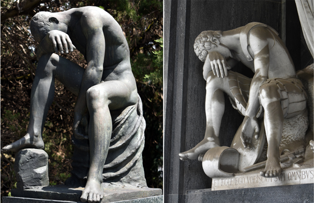 Cimitero Monumentale di Staglieno - comparison of two Galletti sculptures