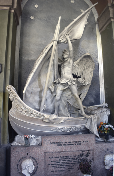Cimitero Monumentale di Staglieno - Tomba Famiglia Carpaneto, Giovanni Scanzi, sculptor (after restoration)