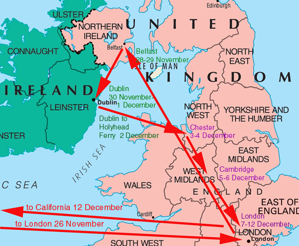 Ireland-England 2013 itinerary