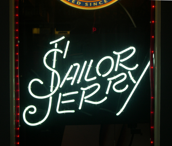 Sailor Jerry neon bar sign, Bachelor's Walk, Dublin