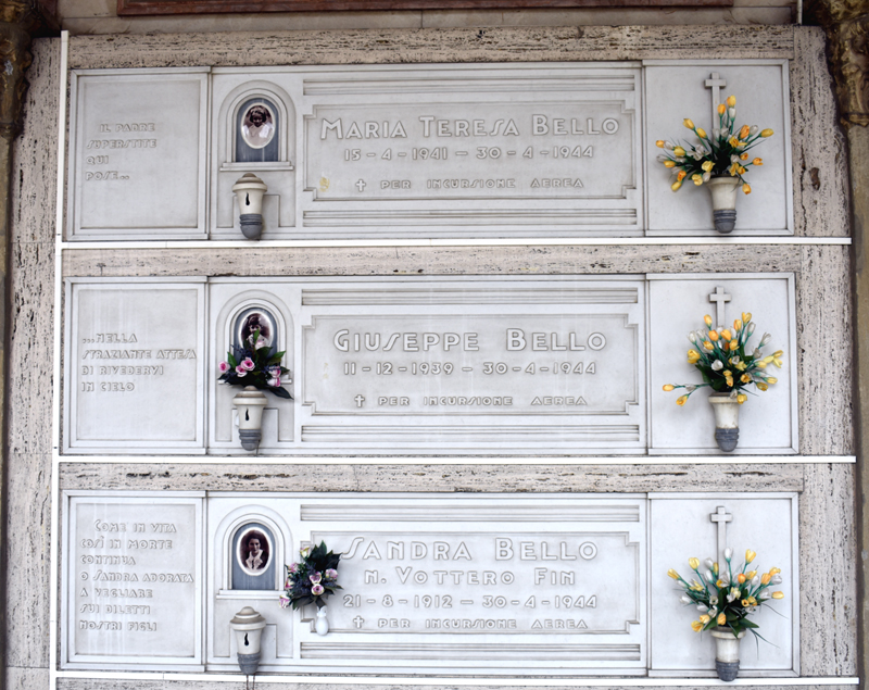 Bello niches - per incursione aerea - Cimitero Urbano, Alessandria