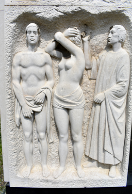 Adam and Eve panel, Provera Mausoleum, Cimitero Urbano, Alessandria