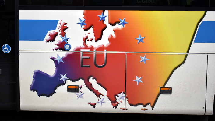 EU map on bus, Imola