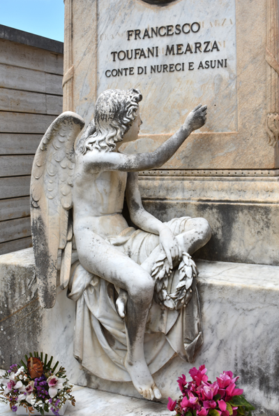 angel writing, Mearza monument, Cimitero di Sassari
