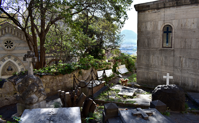 view of Vesuvio, Cimitero di Poggioreale, Napoli
