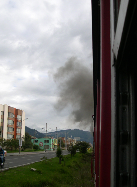 Bogota - Tren Turistico steam engine bellowing smoke