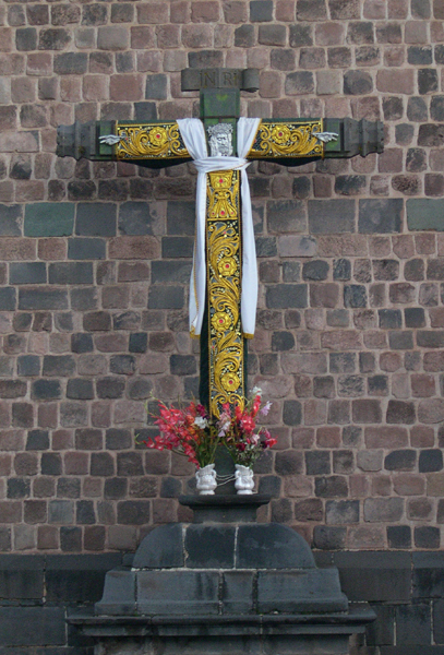 Cusco - stylized cross outside Convent of Santo Domingo Qorikancha