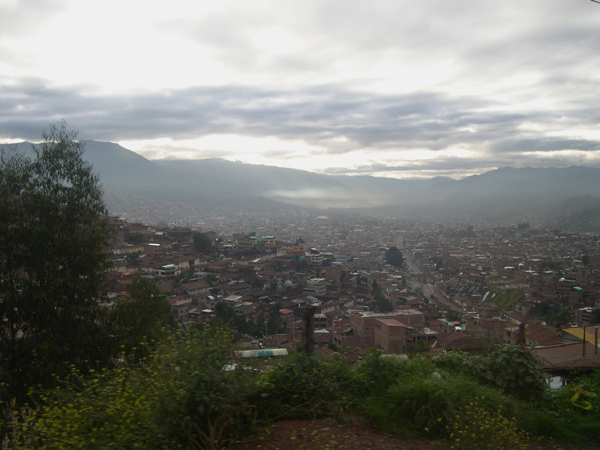 Cusco at daybreak, from bus bound for Machu Picchu