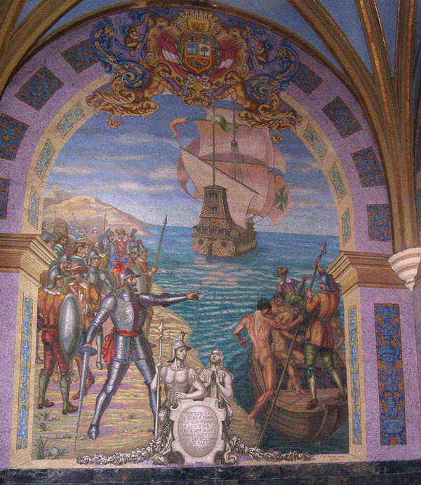Lima Cathedral - mosaic over Pizarro tomb