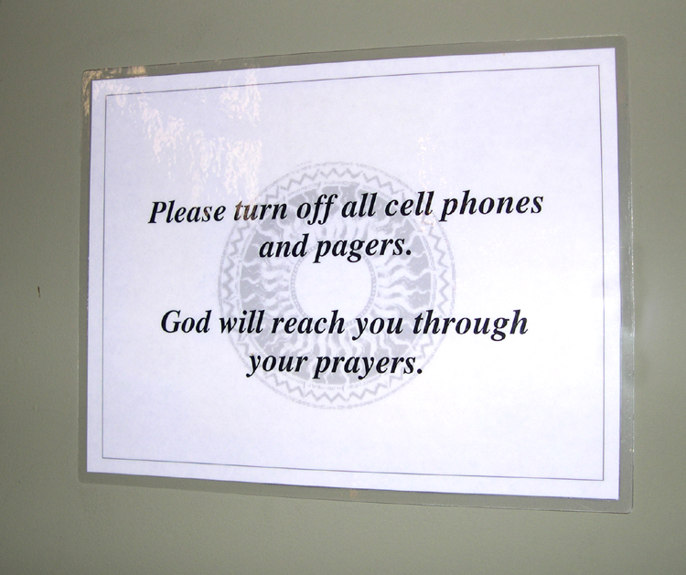 Congregation Sherith Israel, San Francisco - cell-phone courtesy sign