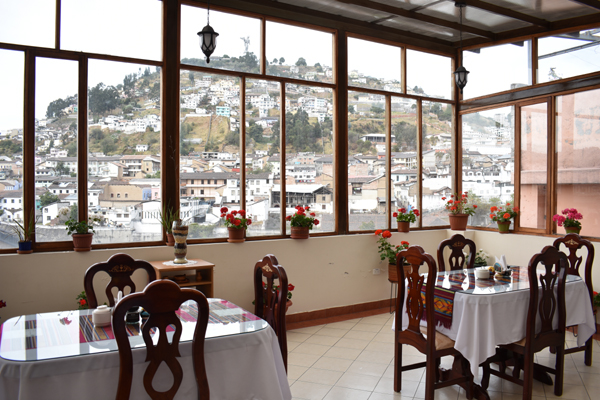 breakfast room, Hotel Casa Montero, Quito, Ecuador