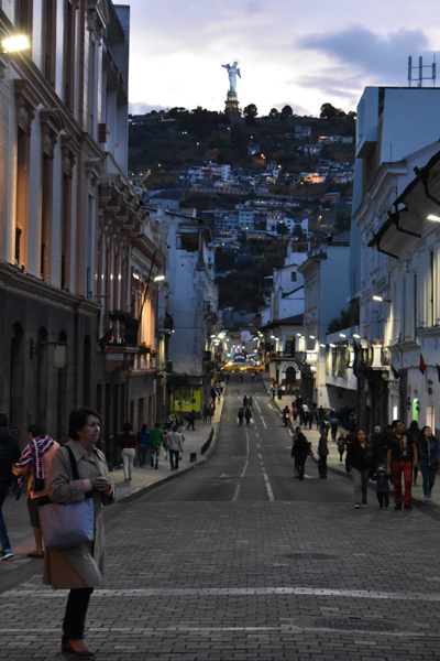evening view of El Panecillo hill, Quito, Ecuador